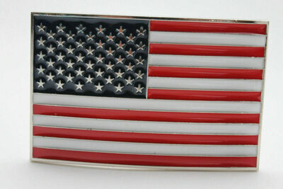 Men Women Silver Metal Western Belt Buckle United States America Flag USA July 4