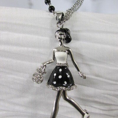 Retro women silver metal chains fashion necklace shopping sexy 60's lady pendant
