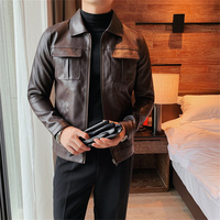 Handmade Men's Designer Business Jacket, Crafted in Leather with Front Zipper and Slant Pockets for a Stylish Edge. - Thumbnail 2