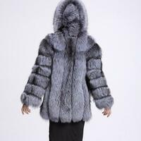 Faux Fur Women Warm Hooded Overcoat - Thumbnail 3