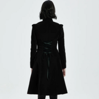  WOMEN BLACK GOTH MID LENGTH COAT - Thumbnail 3