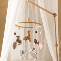 Nursery Crib Mobile Zoo Animal Theme Wooden Hanging Decoration, FREE SHIPPING - Thumbnail 3