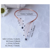 Art deco copper wire choker necklace with gray gemstones - Heady wire wrap with elegant fashion pair - Thumbnail 3