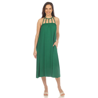 White Mark Women's Braided Strap Midi Dress - Thumbnail 2
