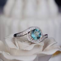 Elegant Blue Tourmaline Ring 925 Sterling Silver Ring US size 6.5 for  Woman for Lady Birthday Anniversary Gift - Thumbnail 1