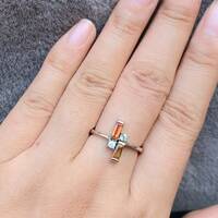 Unique --Natural Sapphire Ring Orange Sapphire White Sapphire Jewelry 925 Sterling Silver Ring  (US size 6 3/4 or 6.75) September Birthstone - Thumbnail 4