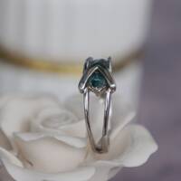 Stylist--Natural Blue Tourmaline Indigolite Ring 925 Sterling Silver Ring US size 7 Brilliant Gemstone - Thumbnail 3