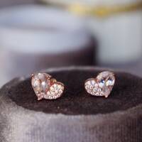 Heart -- Natural Pear Shape Faceted Morganite Earstuds/Morganite Earrings 925 Sterling Silver Earstuds  Morganite Set Morganite Jewelry - Thumbnail 1
