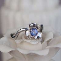 Flourish--Natural Tananite Gem Ring Artistic Flower Shape 925 Sterling Silver Ring  US size 7  for lady for girls Anniversary birthday - Thumbnail 1