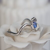 Flourish--Natural Tananite Gem Ring Artistic Flower Shape 925 Sterling Silver Ring  US size 7  for lady for girls Anniversary birthday - Thumbnail 3