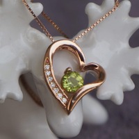 Heart Shape Pendant Natural Peridot Pendant 925 Sterling Silver Elegant Pendant Love for Women for Girlfriend - Thumbnail 1