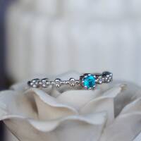 Only 1pcs- Exquisite Paraiba Color Natural Apatite Ring 925 Sterling Silver Ring Great Gift for Girls US size 6.5 or 6 1/2 - Thumbnail 3