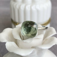 Natural Prasiolit/Green Amethyst Cocktail Sterling Silver Ring Big Gemstone Ring Promise Ring Gift for Women Cool for Summer US size 5.5 - Thumbnail 1