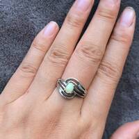 Natural Crysoberyl Cat's Eye Ring 925 Sterling Silver Ring Sharp Chatoyancy Cat's eye Effect (US 5.5) Ring for Women - Thumbnail 5