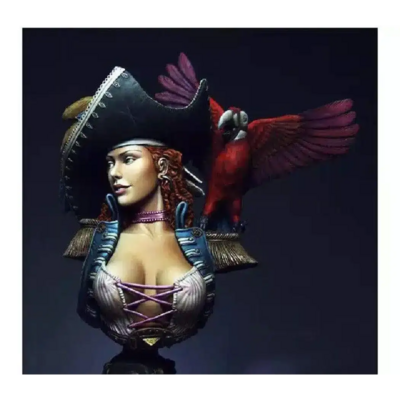 1/10 bust 110mm resin model kit nudes beautiful girl pirate and parrot unpainted