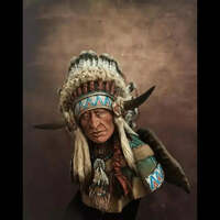 1/10 BUST Resin Model Kit American Native Indian Leader of Plains Man Unpainted - Thumbnail 3