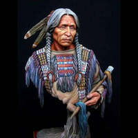 1/10 BUST Resin Model Kit Sitting Bull American Native Indian Unpainted - Thumbnail 2