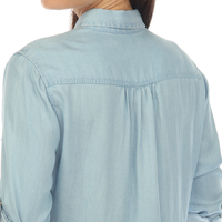 White Mark Women's Long Sleeve Tiered Midi Shirt Dress - Thumbnail 3