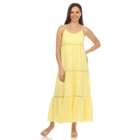 White Mark Women's Scoop Neck Empire Waist Tiered Babydoll Maxi Dress - Thumbnail 4