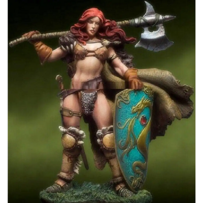 1/24 75mm Resin Model Kit Beautiful Girl Warrior Barbarian A-476 Unpainted