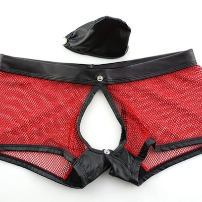 2pk gay mens sexy underwear mesh cut-out boxer briefs white a4-36 