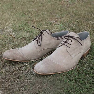 New pure suede leather handmade dress shoes for men, men suede dress shoes - Thumbnail 1