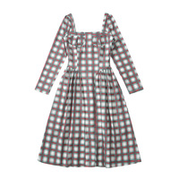 Retro style sexy square neck backless long-sleeved slim dress - Thumbnail 1