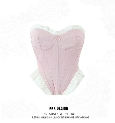 Sexy and sweet back zippered fishbone slim top