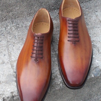Crafted leather handmade brown patina classic oxford lace up dress shoes  - Thumbnail 5