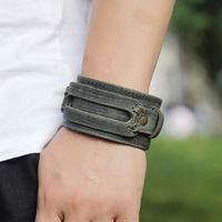 Vintage punk style leather bracelet for men's jewelry - Thumbnail 5