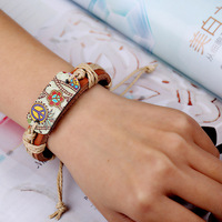Vintage Peace Flower Leather Bracelet  - Thumbnail 3