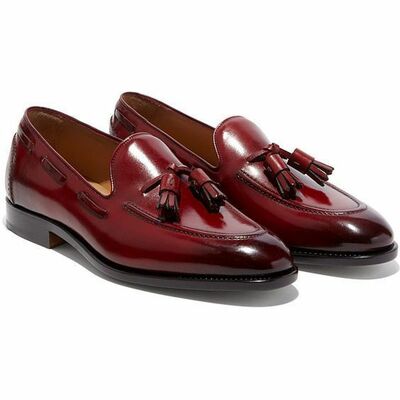 Footjunkies Red Oxide Apron Toe Tassel Loafer Premium Leather Men Wedding Shoes