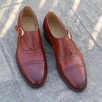 Crafted Leather Classic Genuine Leather Single Monk Strap Dress Shoes - Thumbnail 2