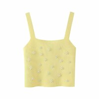 Street Style Faux Pearl Embellished Knit Top - Thumbnail 1