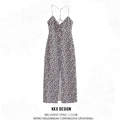 Elegant daisy print sling dress - Thumbnail 5