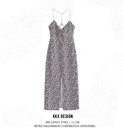 Elegant Daisy Print Sling Dress