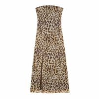 Printed tulle fitted tube top dress - Thumbnail 1