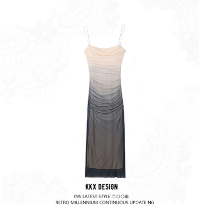 Elegant Tulle Print Slip Dress