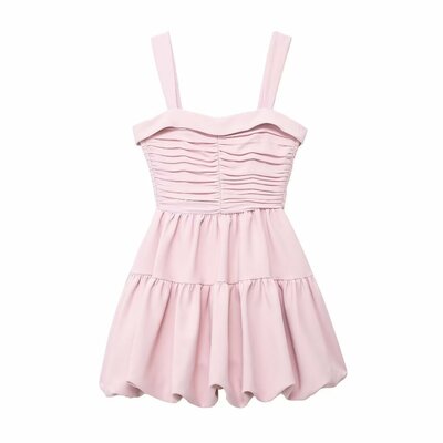 Draped balloon mini slip dress