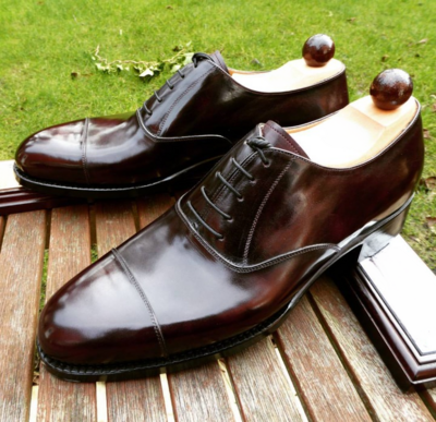 Handmade Men Dark Brown Patina Leather Oxford Lace up Dress Shoes