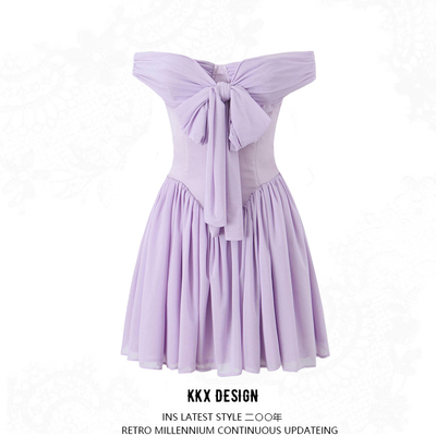Purple strapless dress - Thumbnail 5