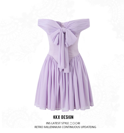 Purple strapless dress