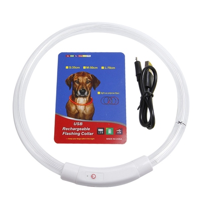 Usb rechargeable led dog collar multi-color lighting dog safety collar cuttable length glow dog collar for small medium large dog night walking-50cm