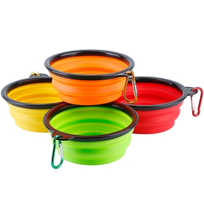 4pcs silicone collapsible dog bowls bpa free travel dog bowl foldable cat dog food water bowl w/ carabiner clip for traveling walking hiking