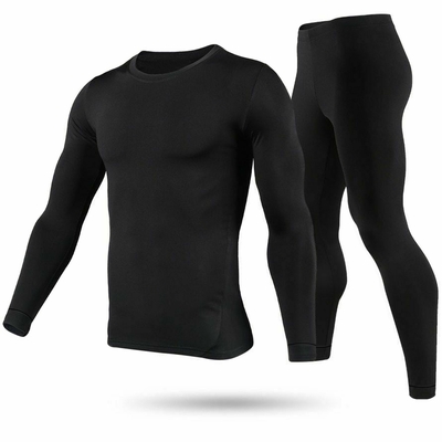 Men Thermal Underwear Set Long Johns Pants Long Sleeve Soft Underwear Kit Top Bottom Winter Sports Suits-Black-2XL
