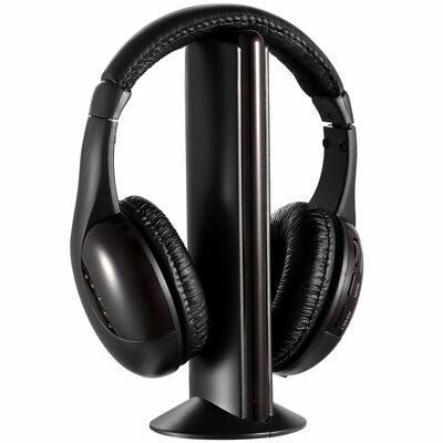 Wireless rf headphones with mic, over-ear headsets, 98.4ft range, y-shaped cable, for tv radio cd