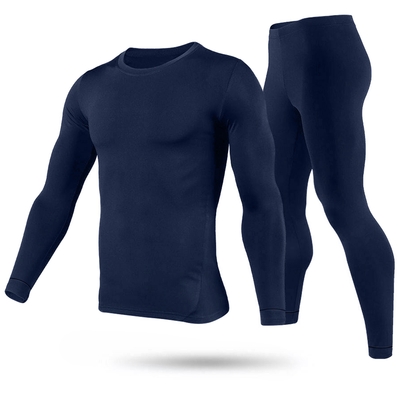 Men thermal underwear set long johns pants long sleeve soft underwear kit top bottom winter sports suits-navy blue-2xl