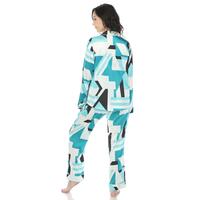 White Mark Women's Printed Satin Pajama Set - Thumbnail 3