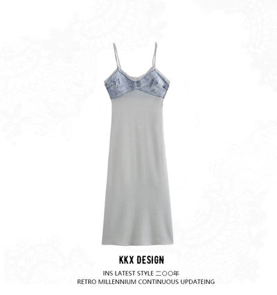Street Fashion Spliced ​​Midi Sling Dress
