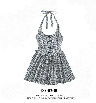 Sexy backless halter neck dress